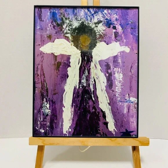 Abstract Angel Wall Art Print Framed-Purples and White made from my original art - Picture 4 of 4
